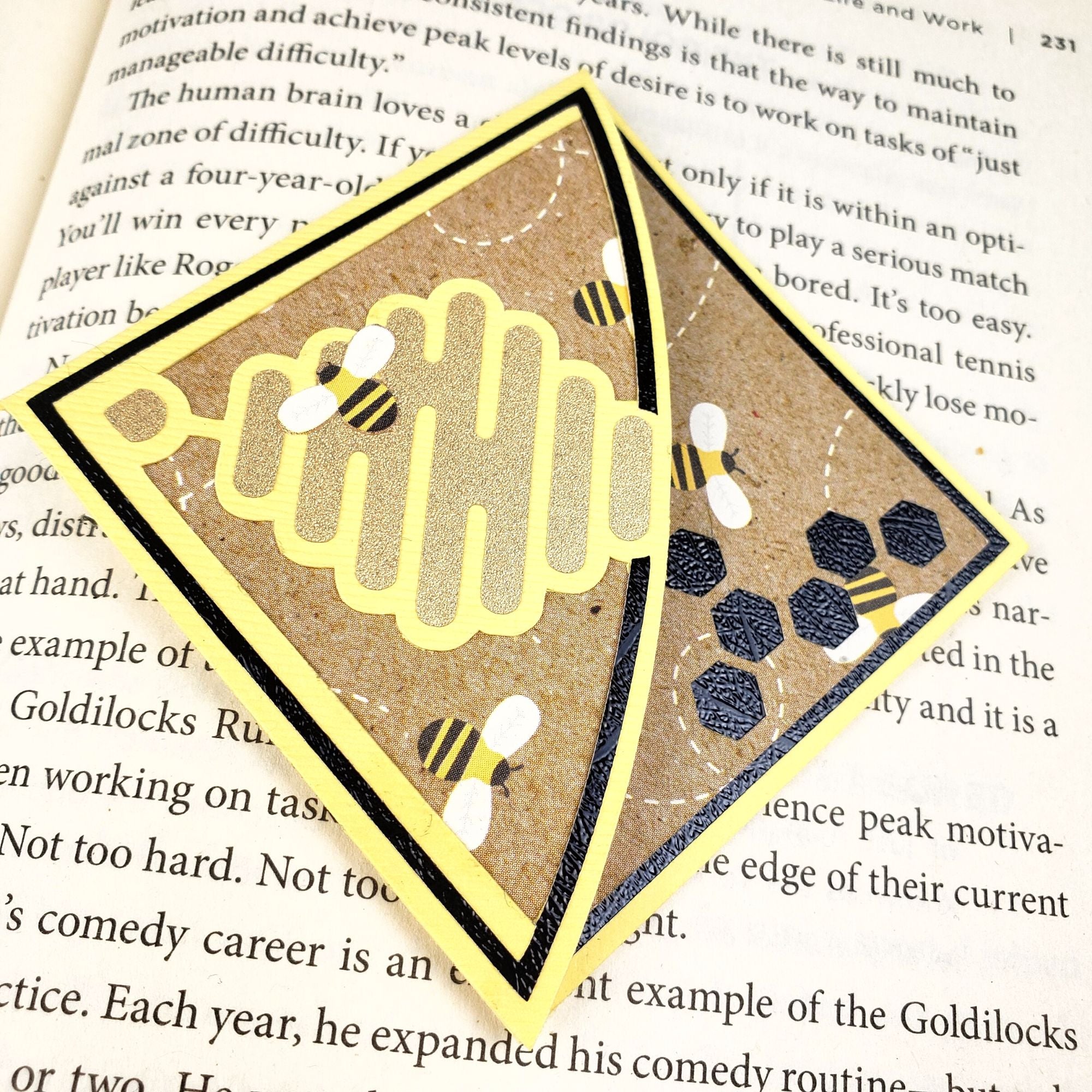 Bee Beehive Signature Corner Bookmark