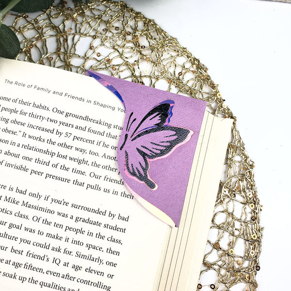 Purple Butterfly Poppy Signature Corner Bookmark