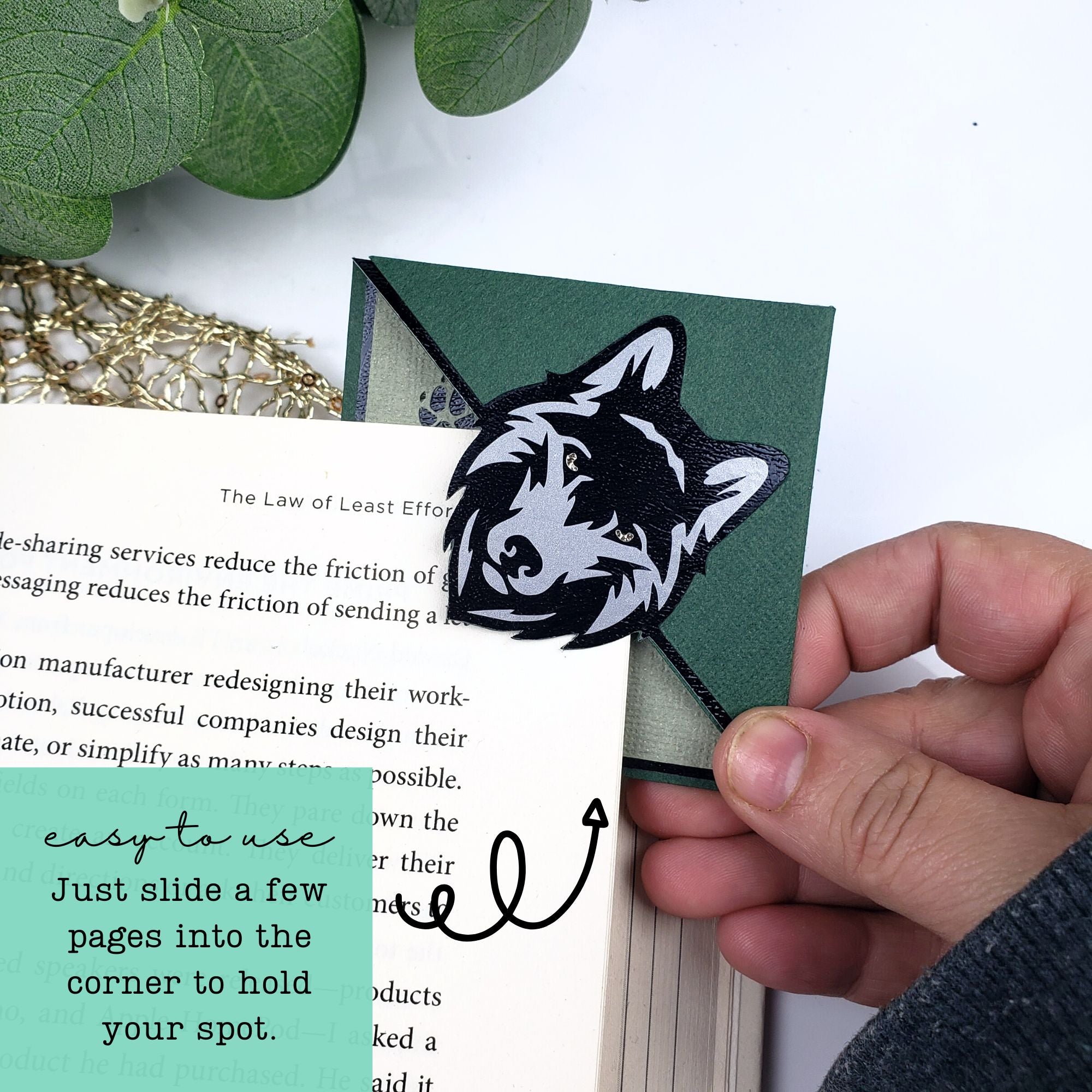 Green Wolf Signature Corner Bookmark