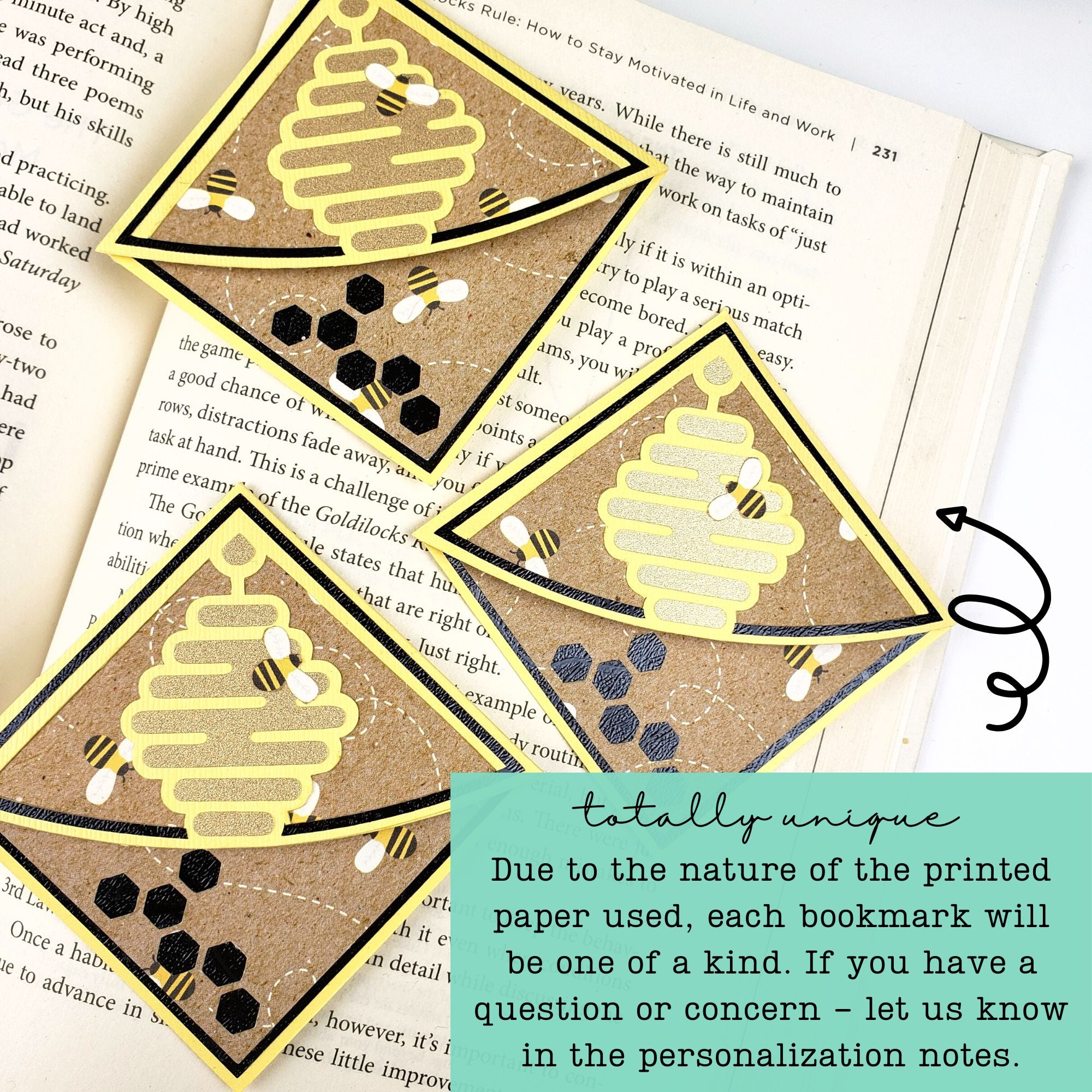 Bee Beehive Signature Corner Bookmark