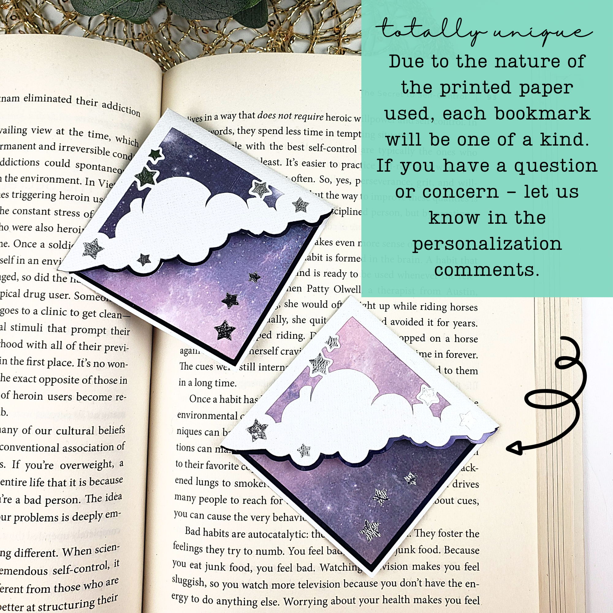 Galaxy Night Stars Signature Corner Bookmark