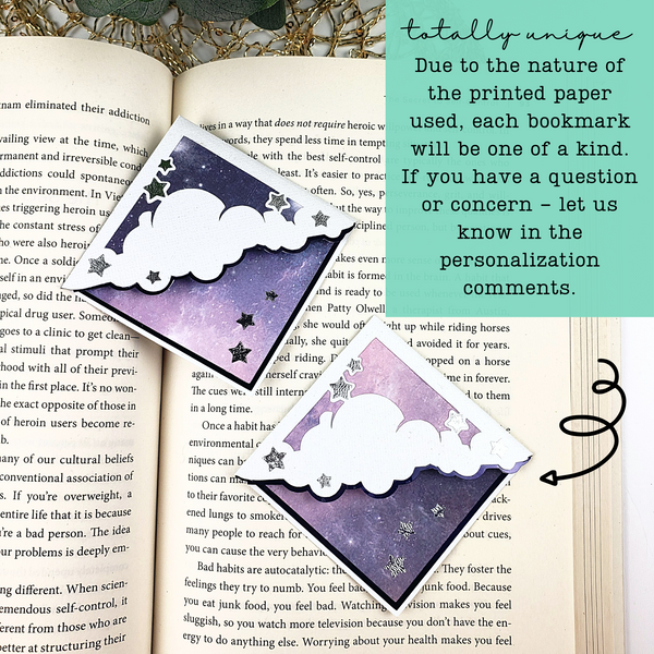 Galaxy Night Stars Signature Corner Bookmark