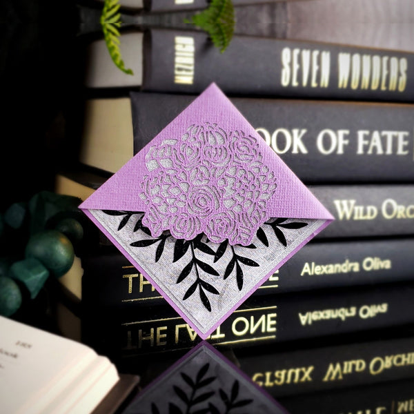 Peony Bouquet + Leaves Signature Corner Bookmark