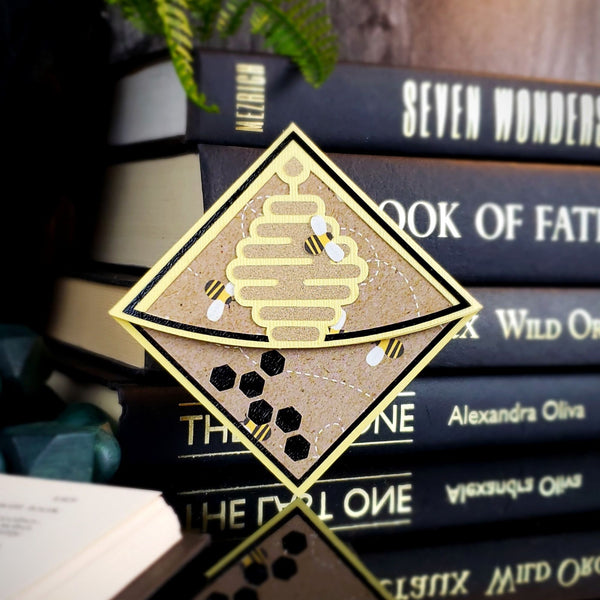Bee Beehive Signature Corner Bookmark
