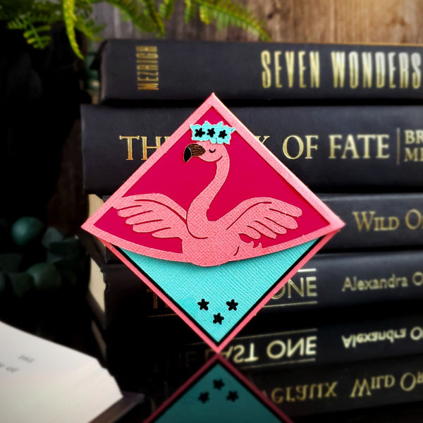 Pink Flamingo Signature Corner Bookmark