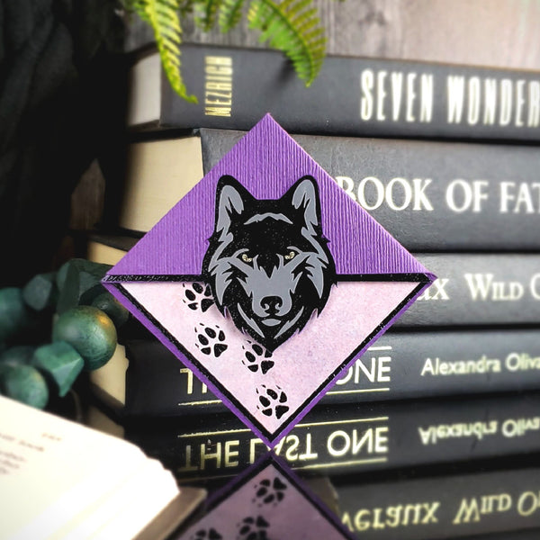 Purple Wolf Signature Corner Bookmark