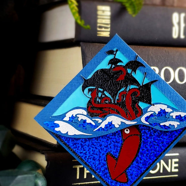 Krakken Squid Pirate Deluxe Corner Bookmark