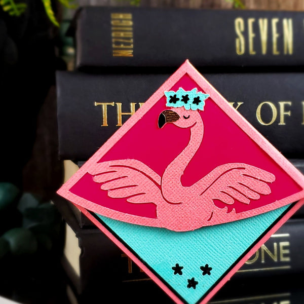 Pink Flamingo Signature Corner Bookmark