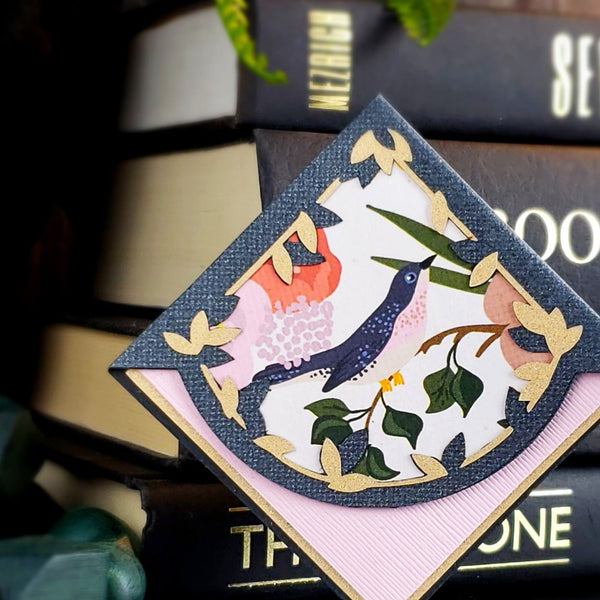 Blue Pink Bird Signature Corner Bookmark