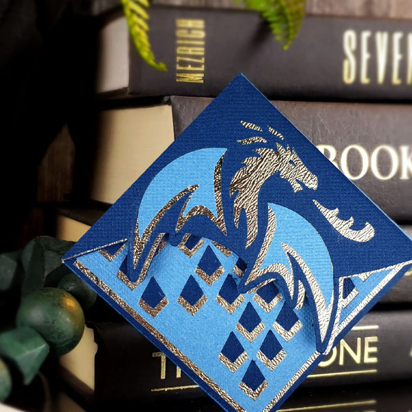 Blue Dragon Paper Corner Bookmark
