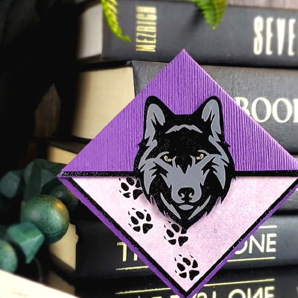 Purple Wolf Signature Corner Bookmark
