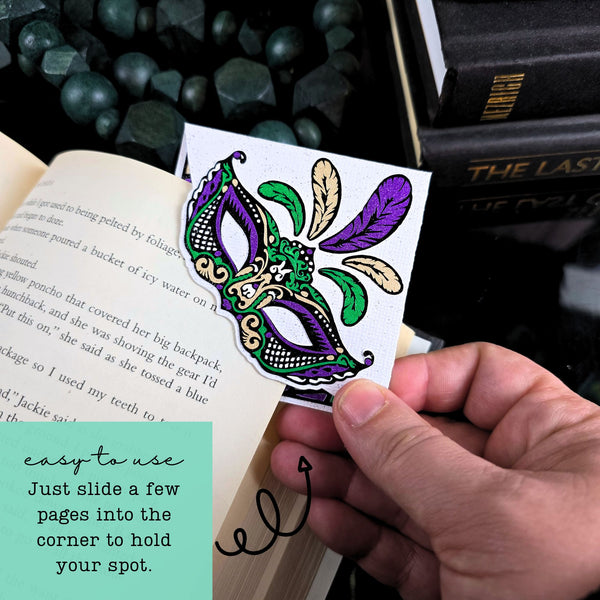 Mardi Gras Deluxe Handmade Corner Bookmark