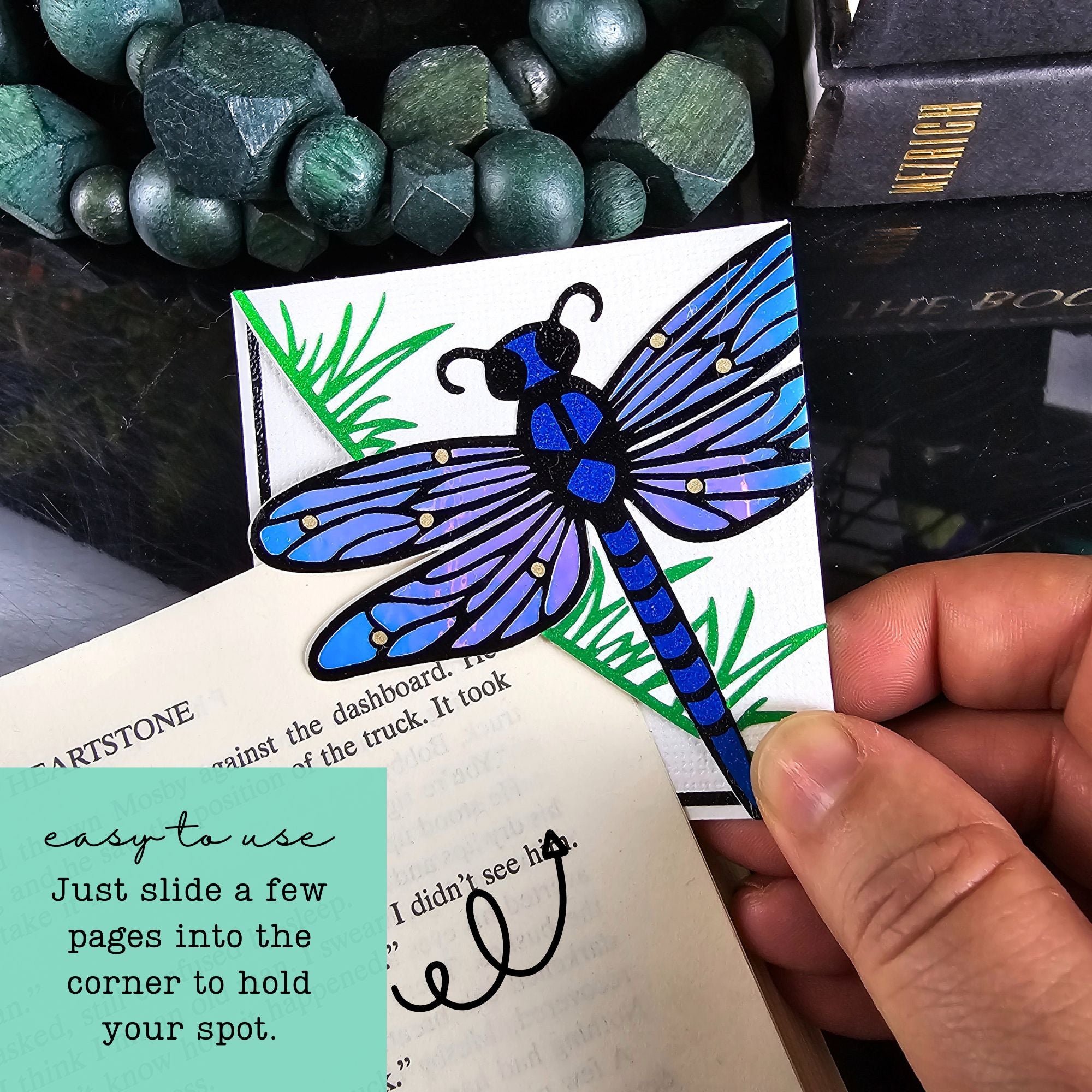 Blue Dragonfly Signature Corner Bookmark