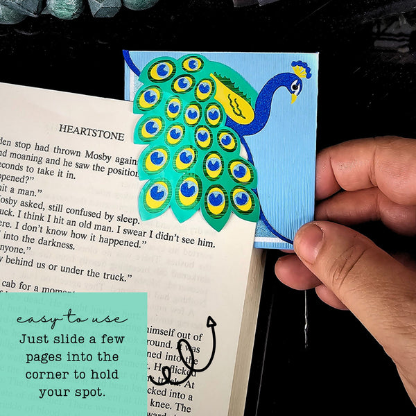 Noble Peacock Deluxe Handmade Corner Bookmark