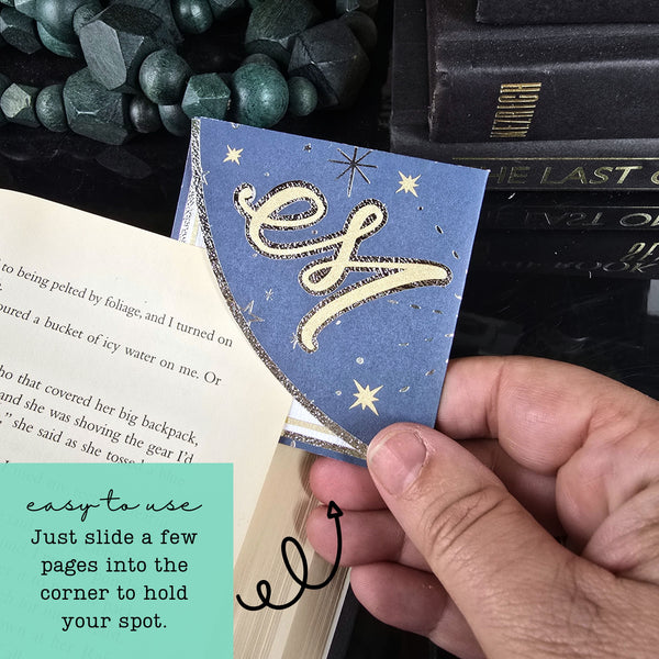 Letter + Stars Personalized Initial Signature Corner Bookmark