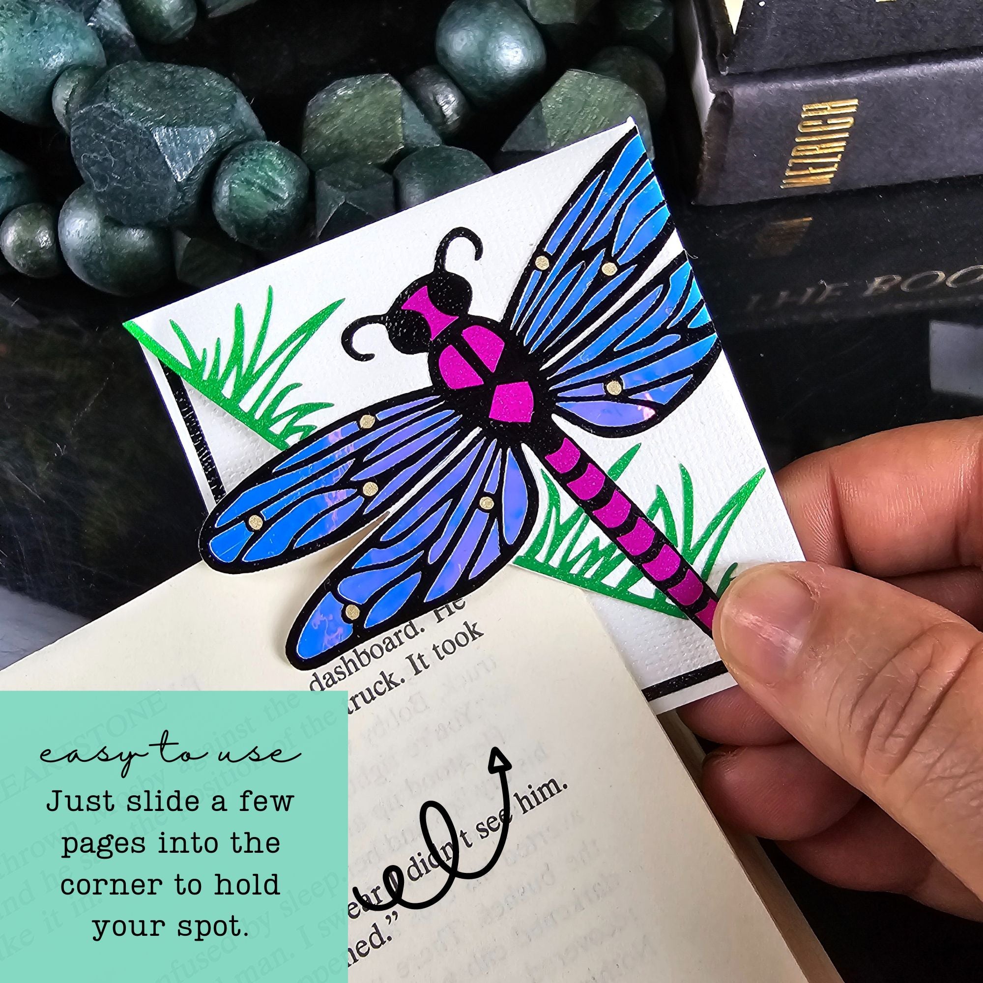 Pink Dragonfly Signature Corner Bookmark