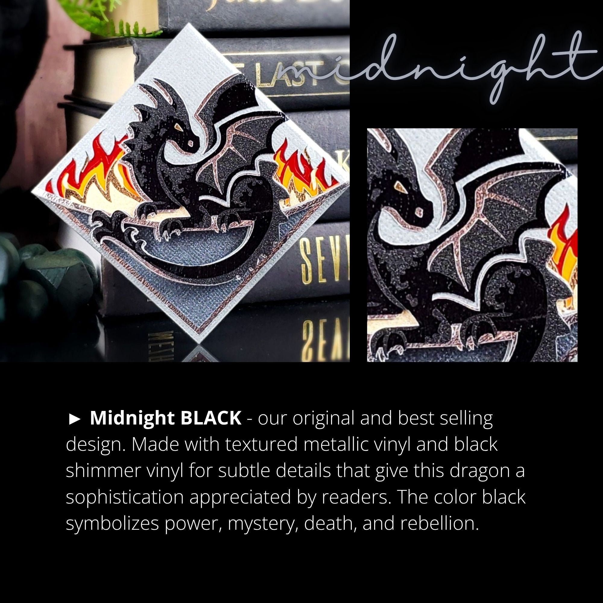 Midnight Dragon Deluxe Handmade Corner Bookmark