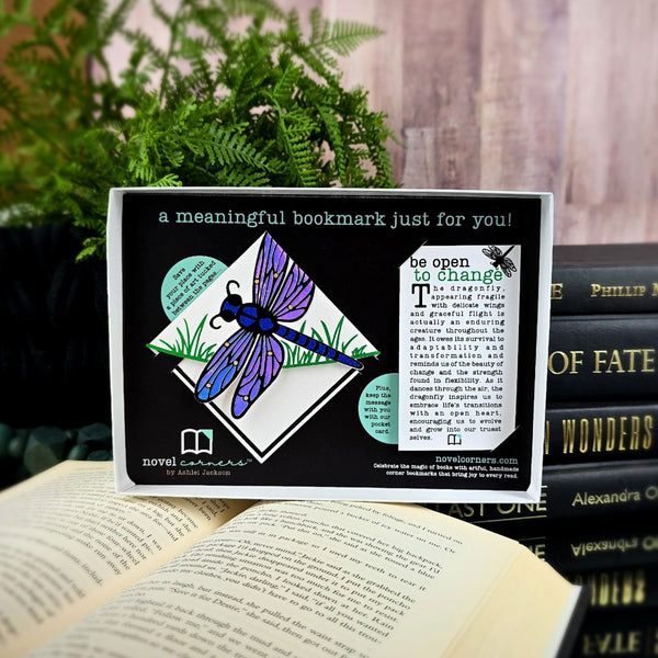 Open to Change Blue Dragonfly Signature Bookmark + Card Gift Set