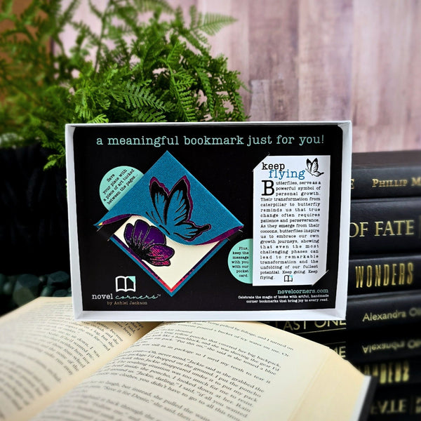 Keep Flying Teal Butterfly Signature Bookmark + Card Gift Set