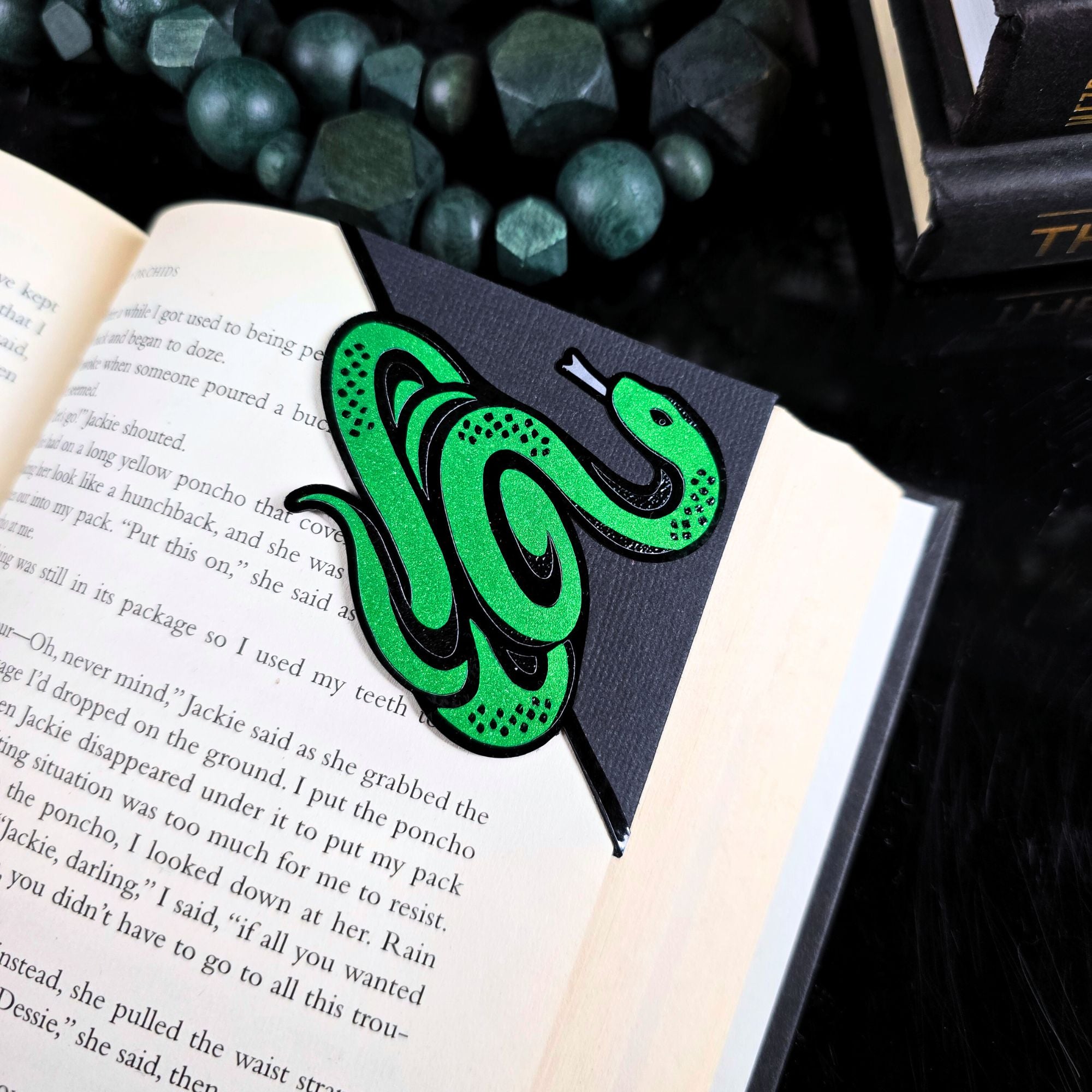 Slithering Green Snake Signature Corner Bookmark