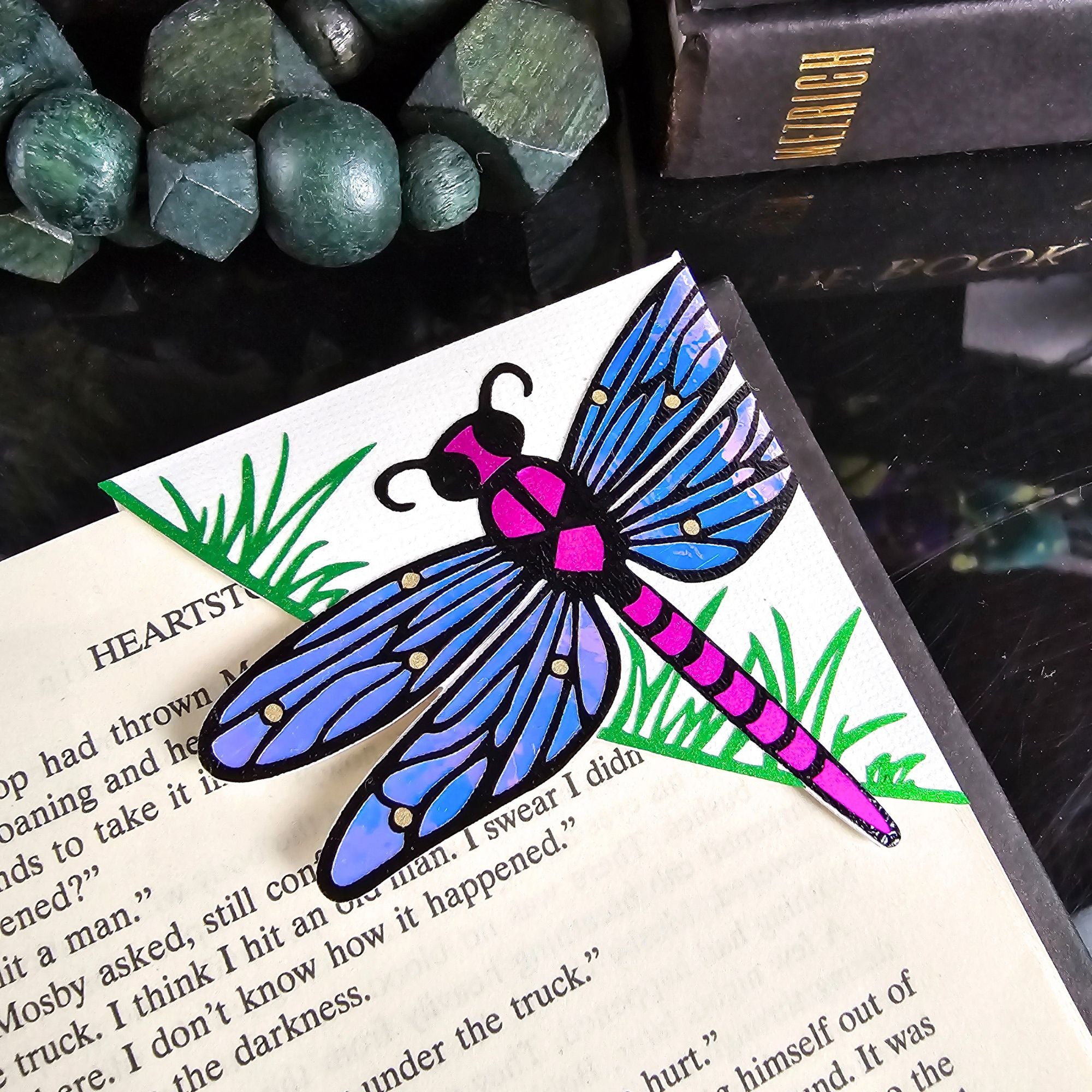 Pink Dragonfly Signature Corner Bookmark