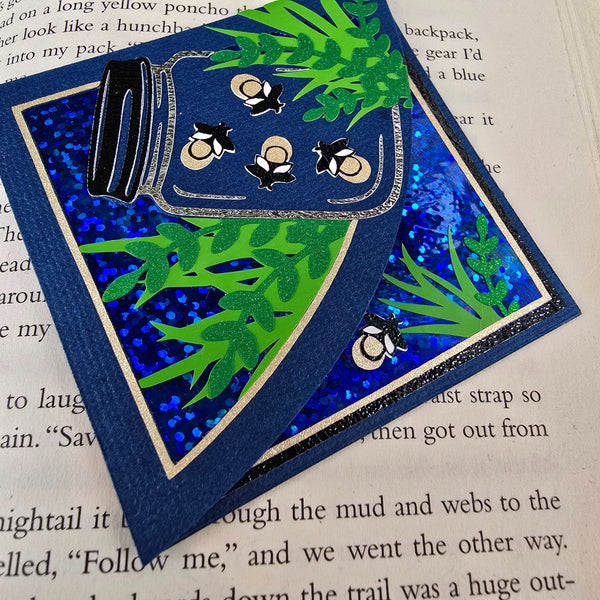 Jar of Fireflies Deluxe Corner Bookmark