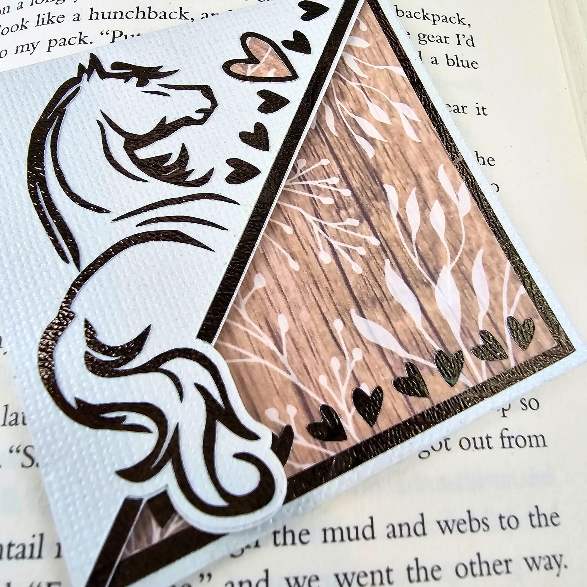 Rustic Horse + Hearts Signature Corner Bookmark