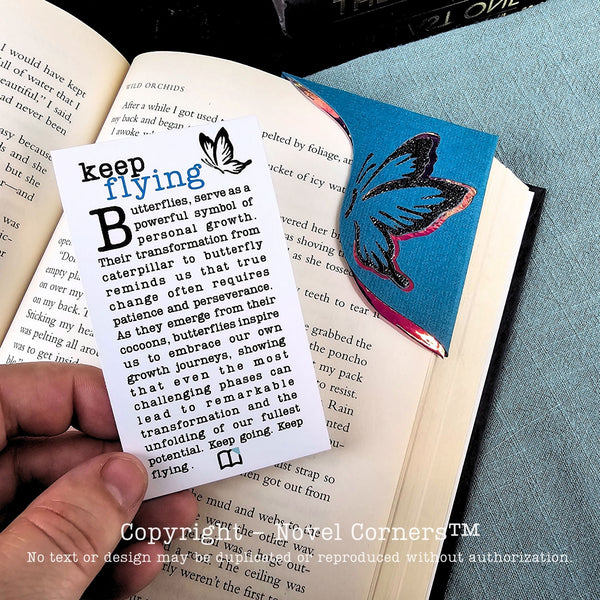 Keep Flying Teal Butterfly Signature Bookmark + Card Gift Set