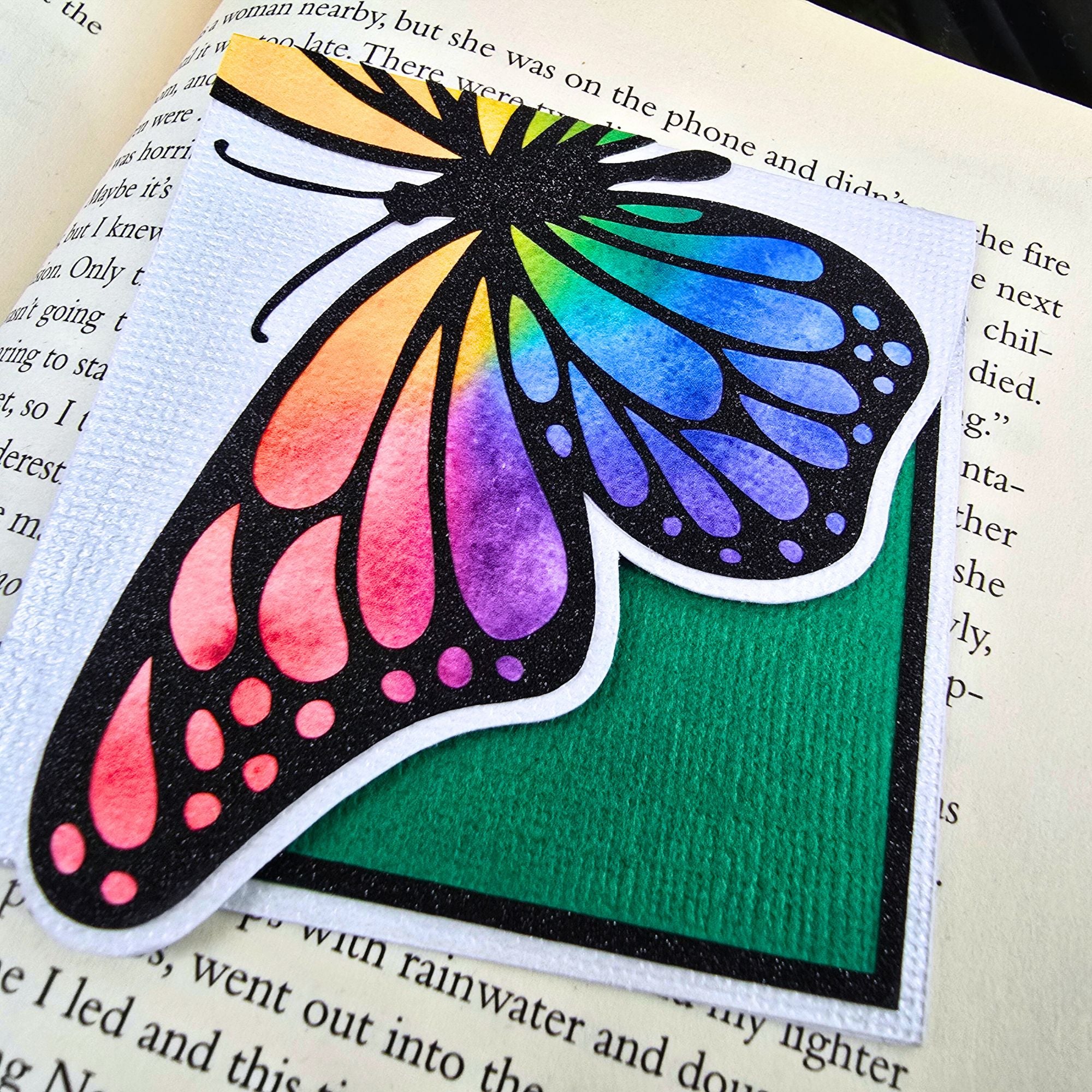 Rainbow Butterfly Signature Corner Bookmark