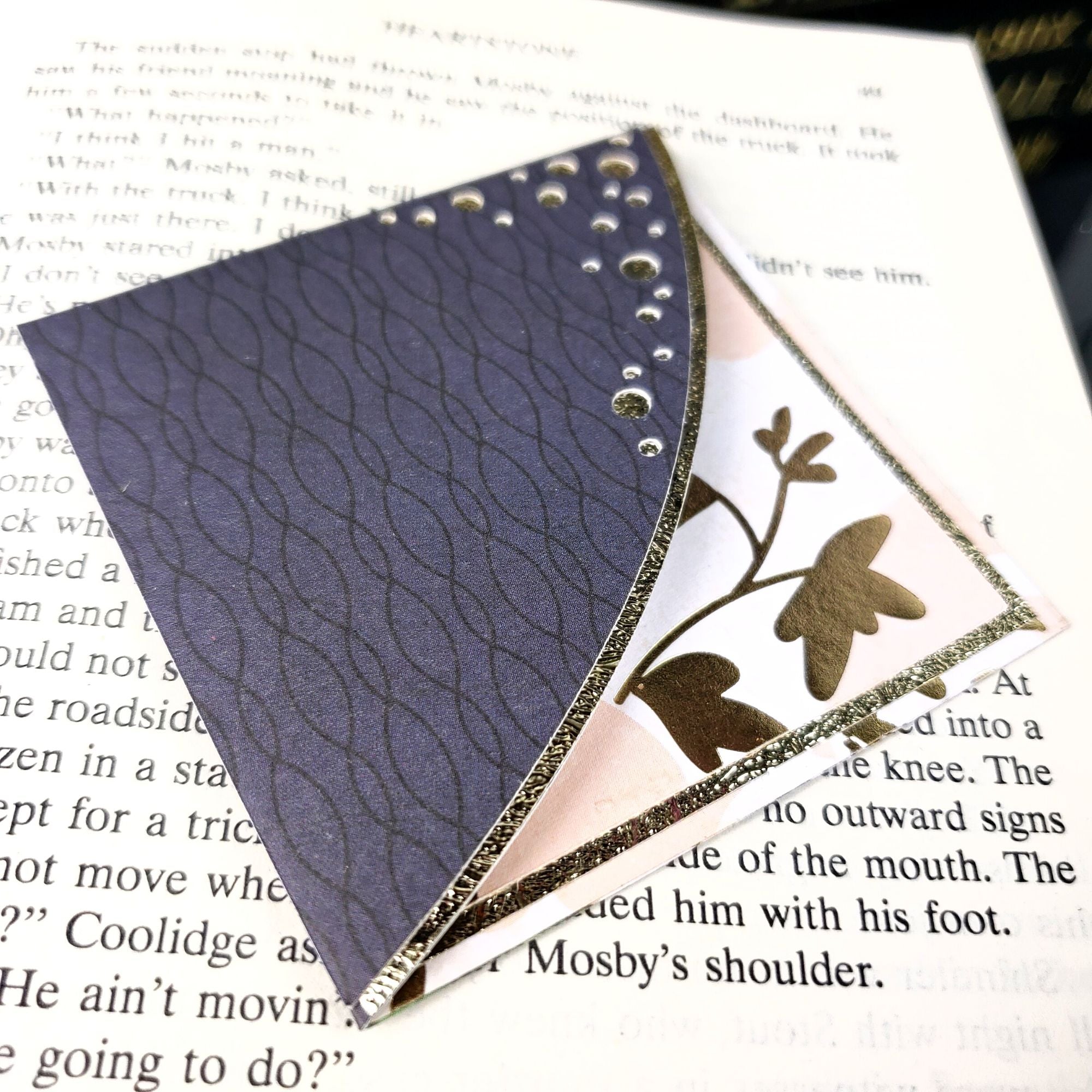 Gray + Gold Paper Corner Bookmark