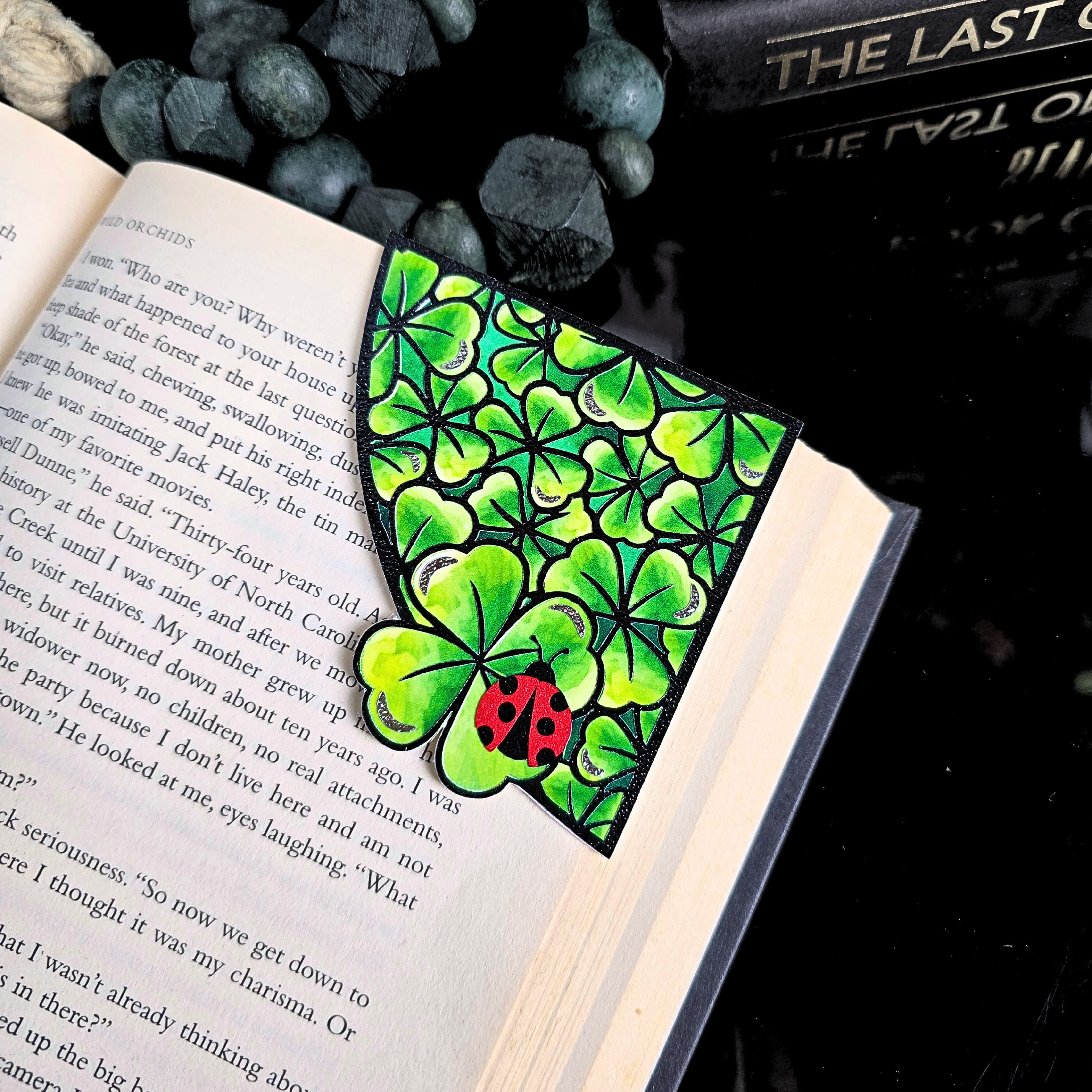 Stained Glass Clover Deluxe Handmade Corner Bookmark
