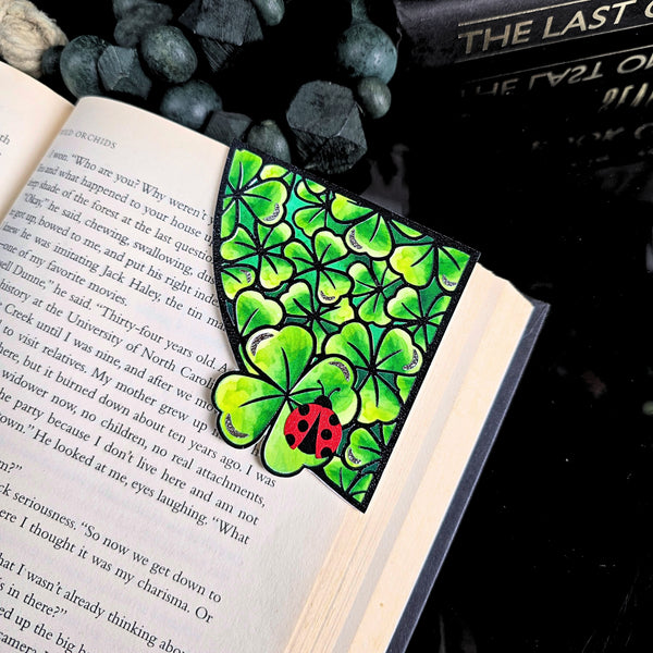 Stained Glass Clover Deluxe Handmade Corner Bookmark
