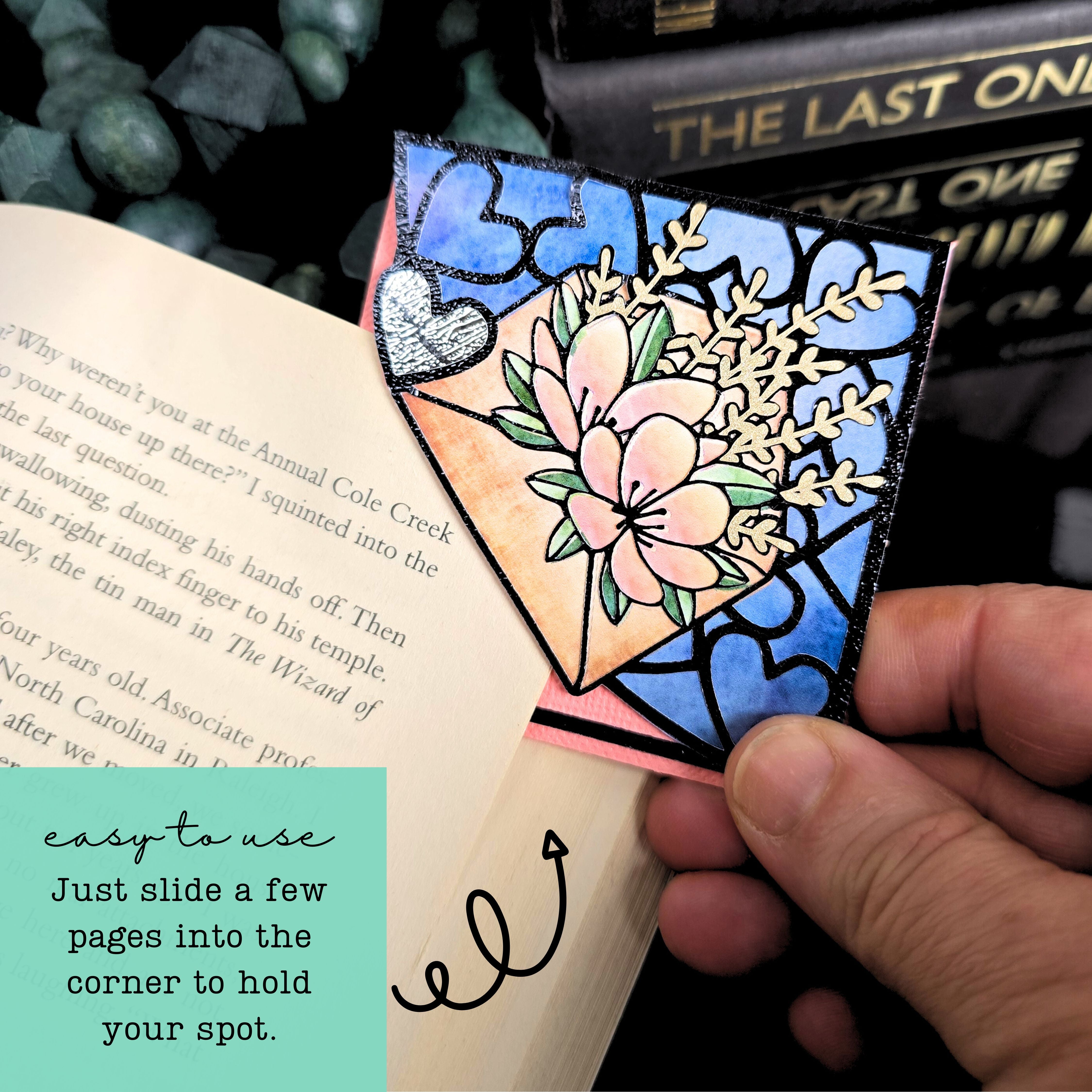 Stained Glass Love Letter Deluxe Handmade Corner Bookmark