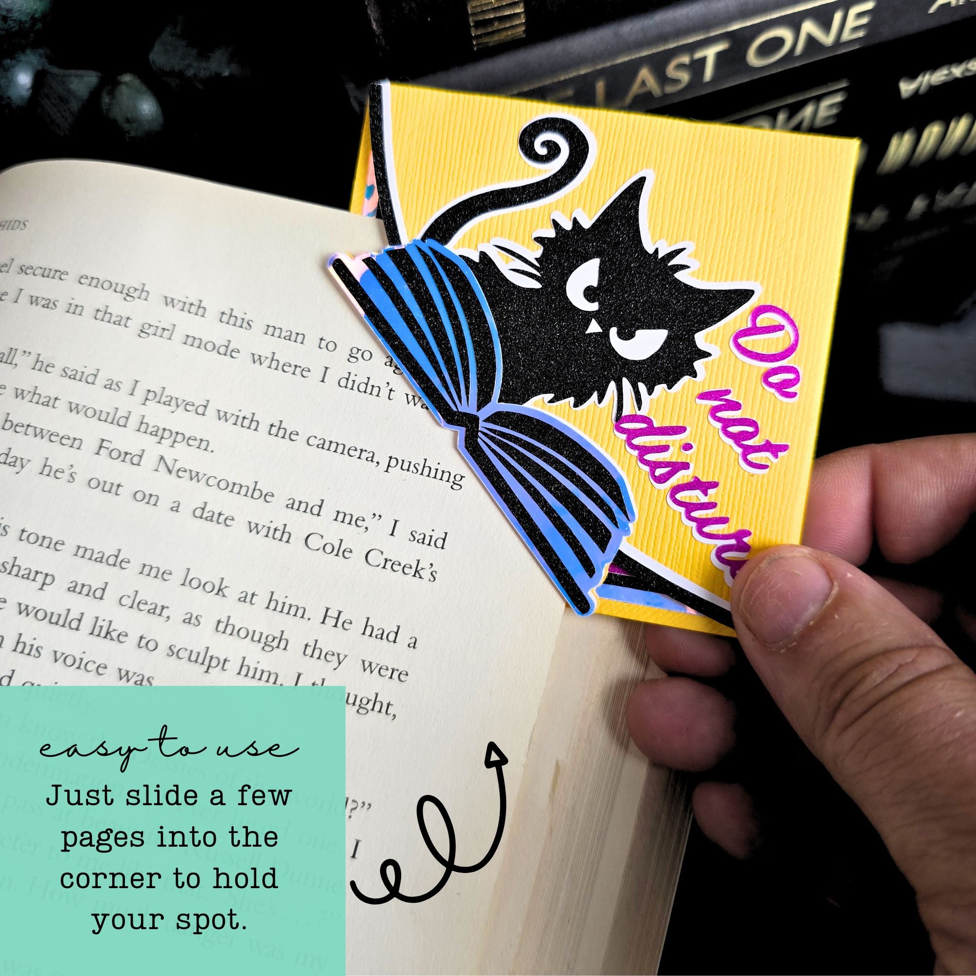 Do Not Disturb Kitty Deluxe Handmade Corner Bookmark
