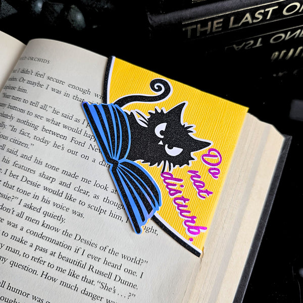 Do Not Disturb Kitty Deluxe Handmade Corner Bookmark