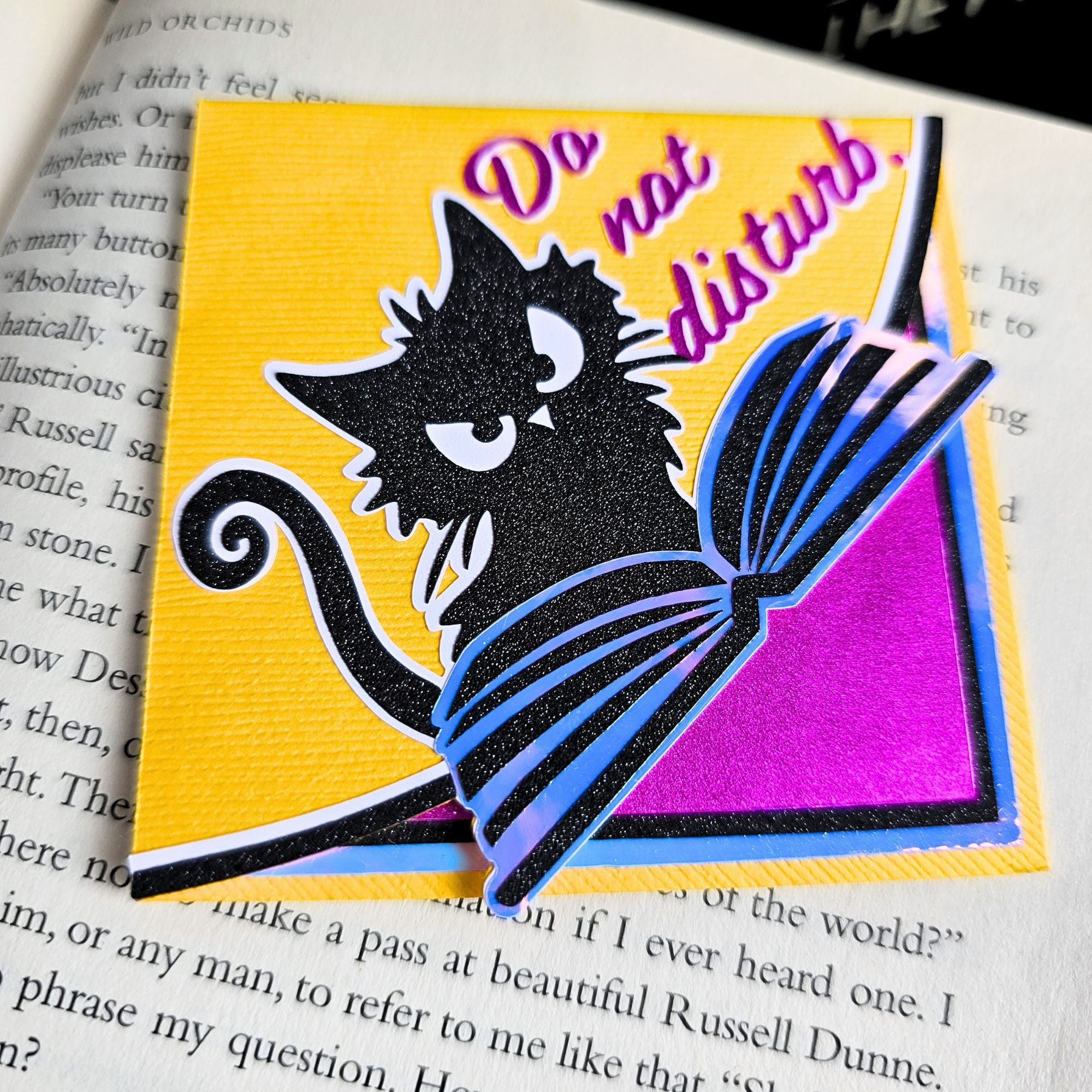 Do Not Disturb Kitty Deluxe Handmade Corner Bookmark