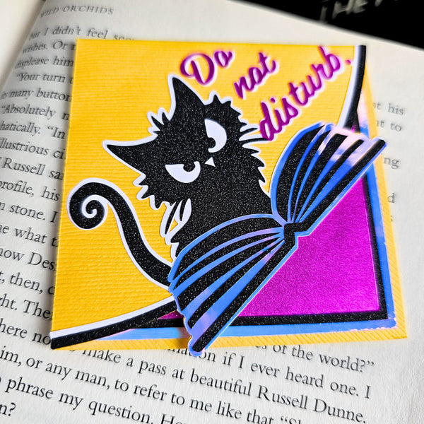 Do Not Disturb Kitty Deluxe Handmade Corner Bookmark