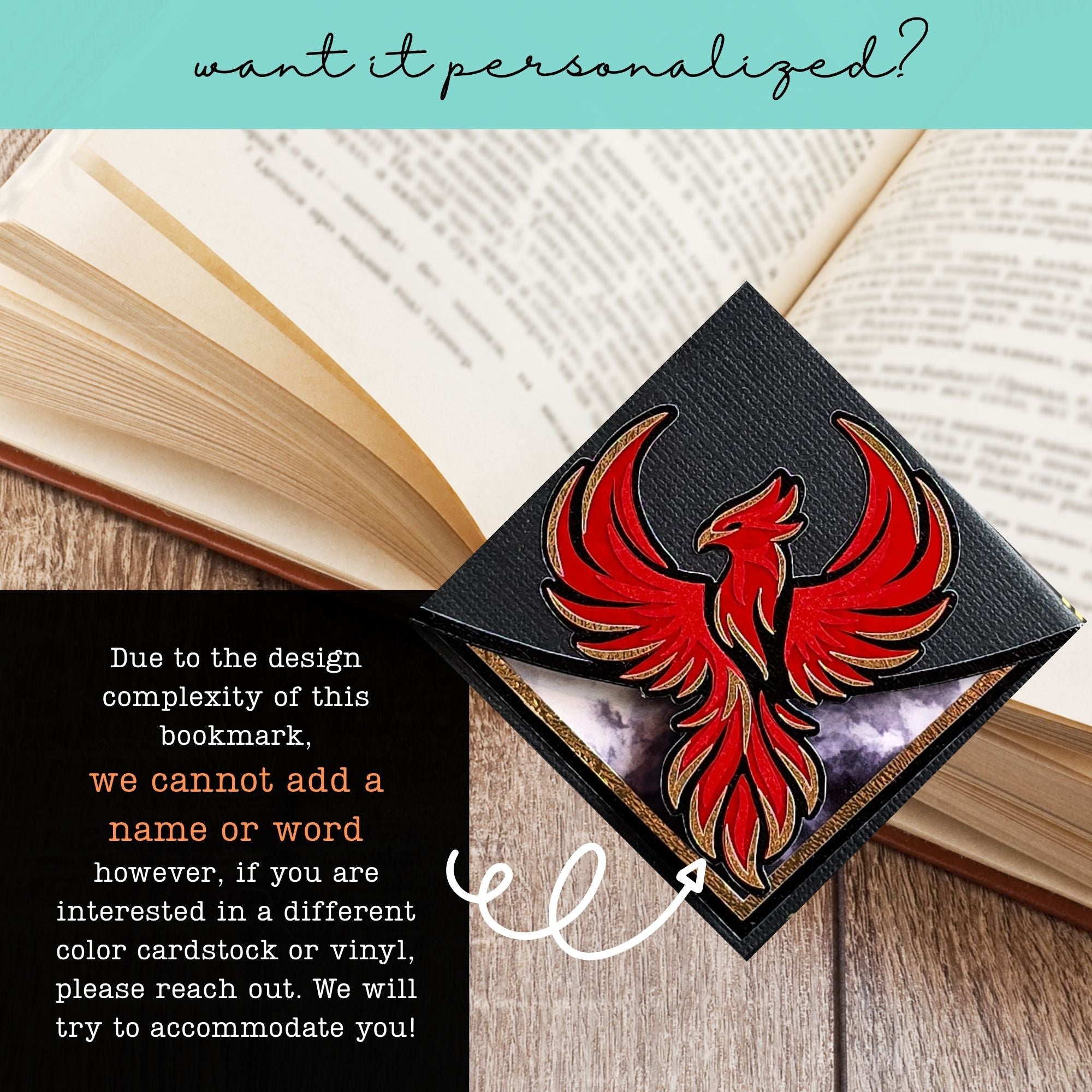 Phoenix Rising Deluxe Corner Bookmark