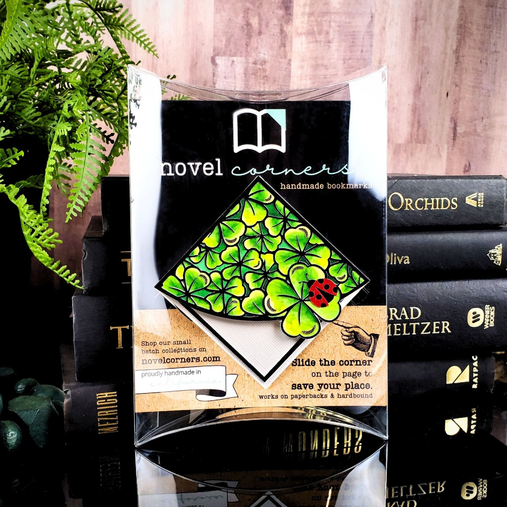 Stained Glass Clover Deluxe Handmade Corner Bookmark