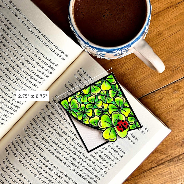 Stained Glass Clover Deluxe Handmade Corner Bookmark