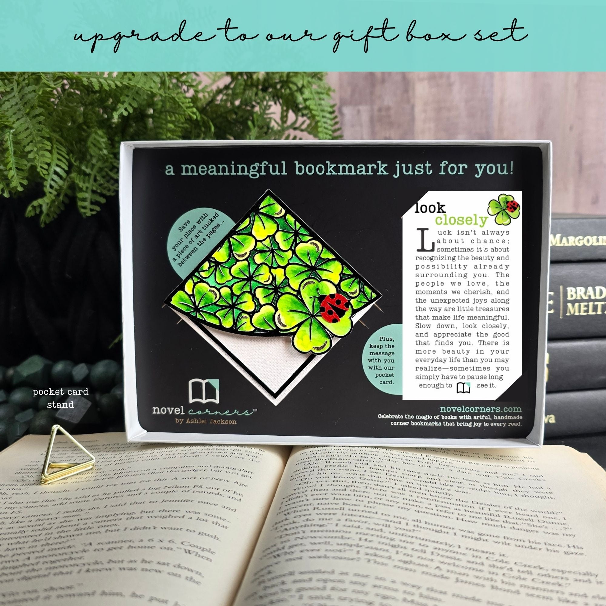 Stained Glass Clover Deluxe Handmade Corner Bookmark
