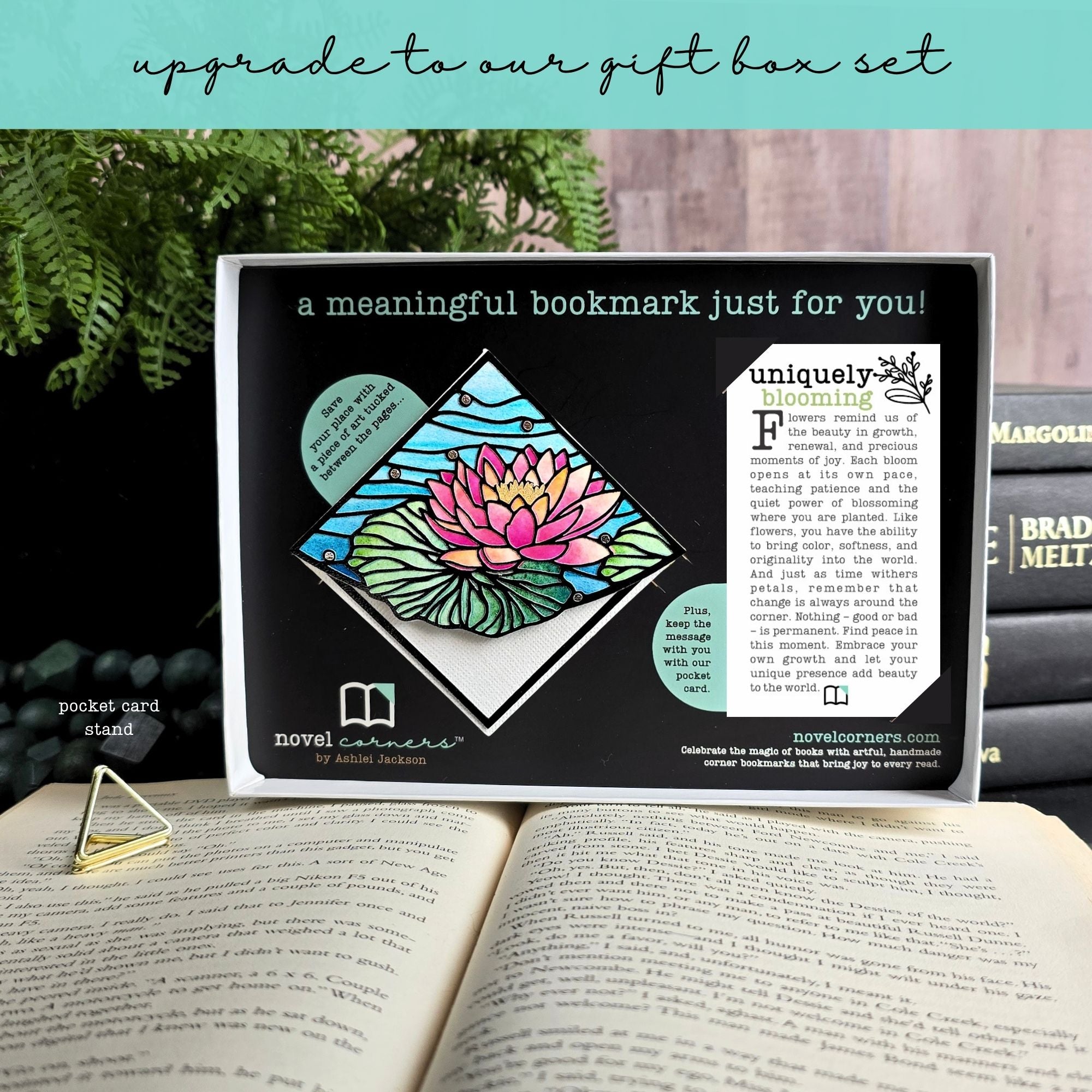 Stained Glass Waterlily Deluxe Handmade Corner Bookmark