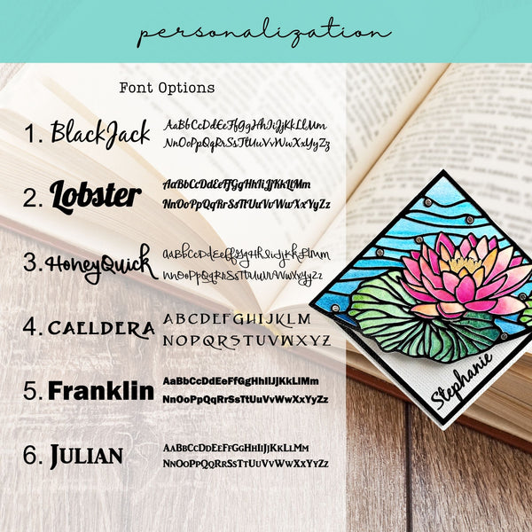 Stained Glass Waterlily Deluxe Handmade Corner Bookmark