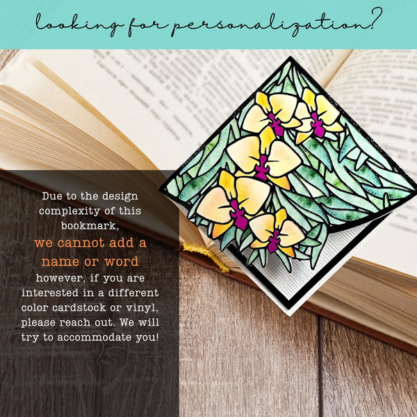 Stained Glass Orchid Deluxe Handmade Corner Bookmark