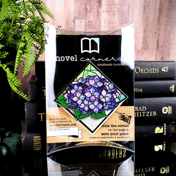 Stained Glass Hydrangea Deluxe Handmade Corner Bookmark