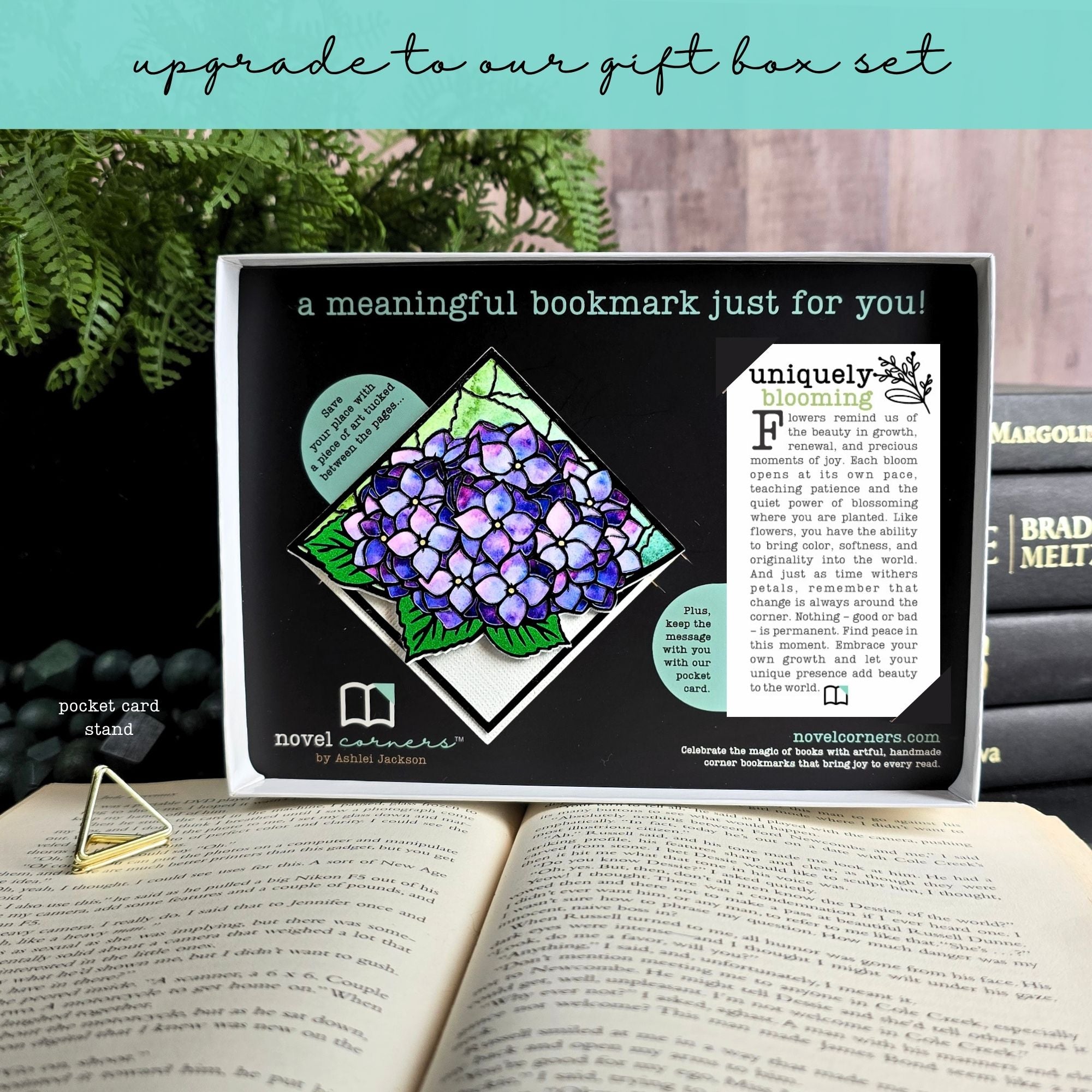 Stained Glass Hydrangea Deluxe Handmade Corner Bookmark