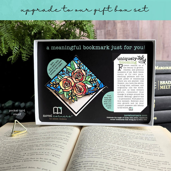 Stained Glass Roses Deluxe Handmade Corner Bookmark