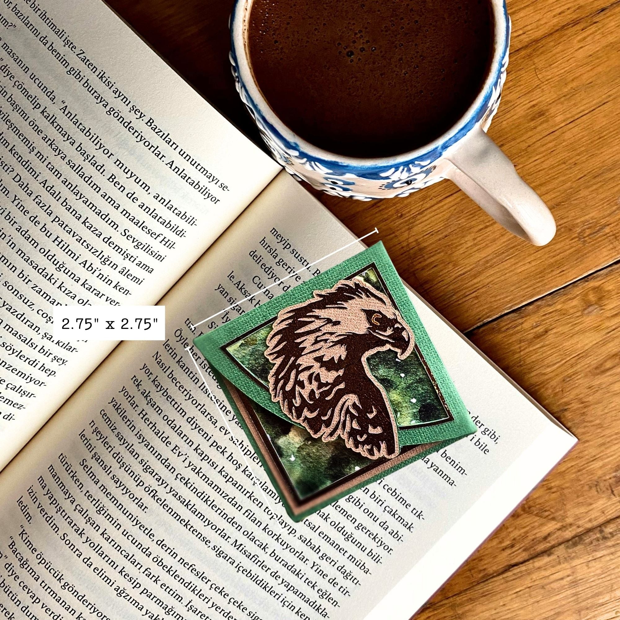 Watchful Hawk Eagle Signature Handmade Corner Bookmark