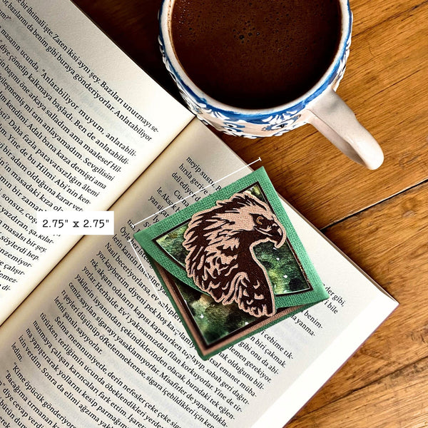 Watchful Hawk Eagle Signature Handmade Corner Bookmark