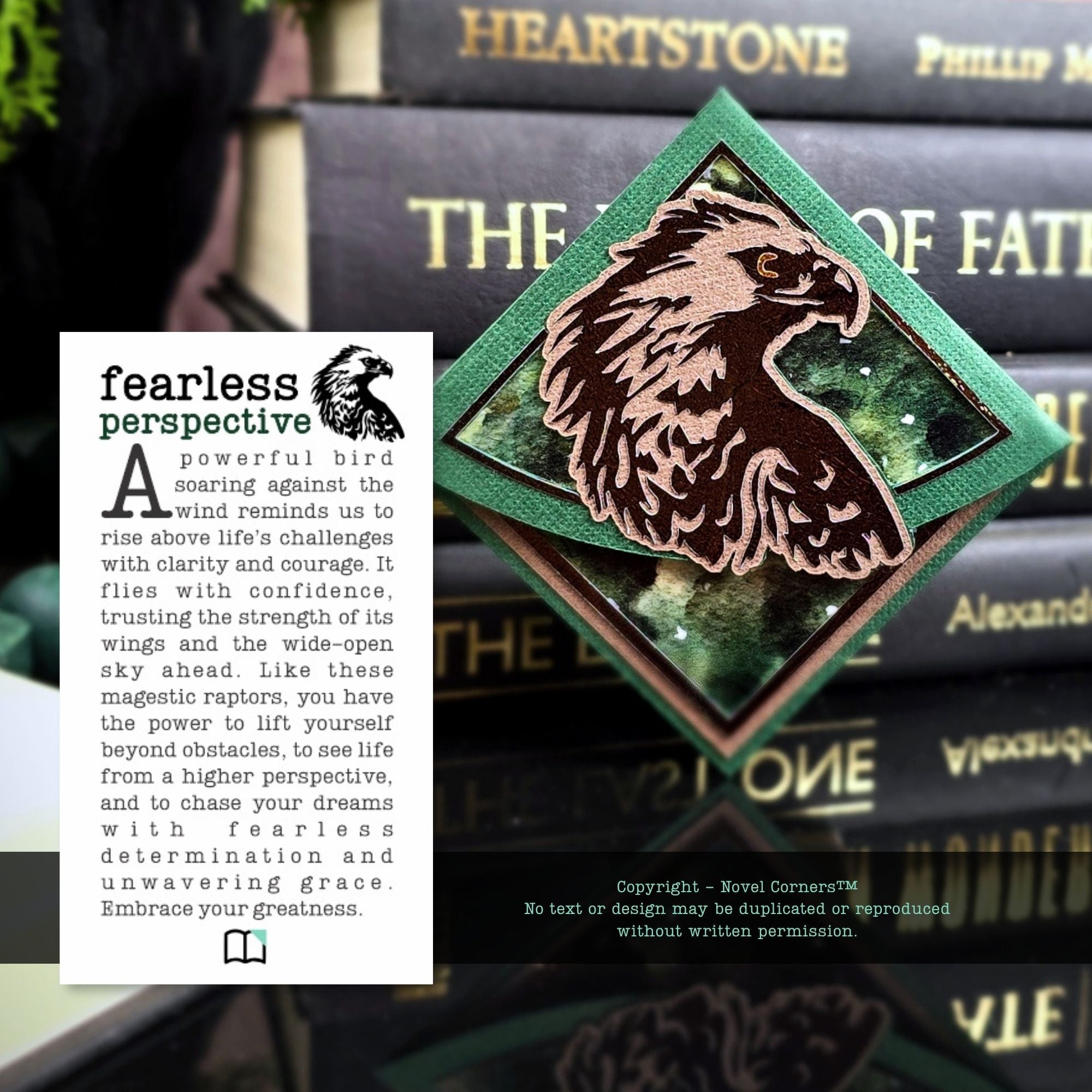 Watchful Hawk Eagle Signature Handmade Corner Bookmark